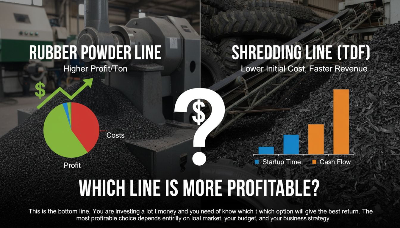 A graph comparing the initial investment vs. long-term profitability of the two lines