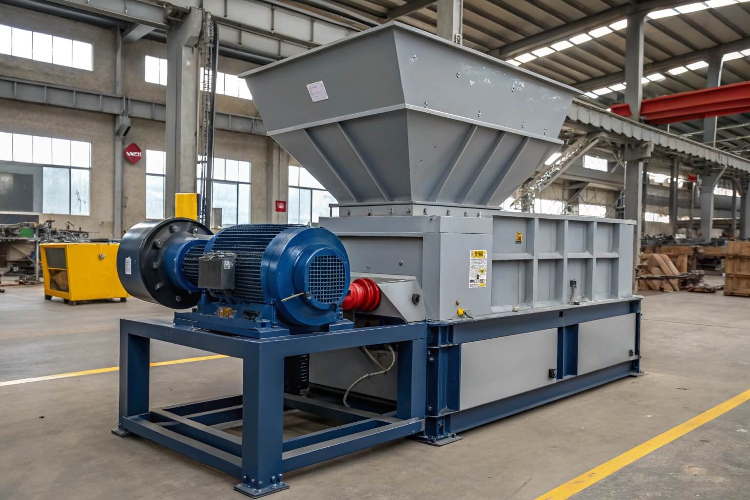 Double-shaft shredder for whole tire processing