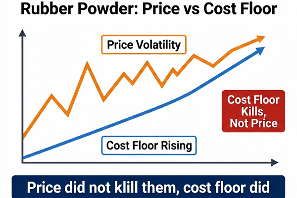 Rubber powder price volatility versus cost floor trends