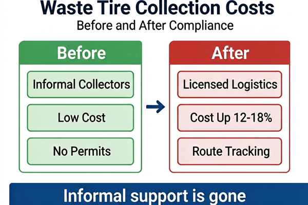 Waste tire collection cost structure before and after compliance enforcement