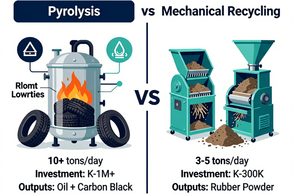 Pyrolysis vs mechanical recycling comparison